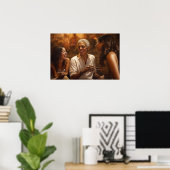 Kubaner trinken mit jüngeren Frauen, die malen Poster (Heimbüro)