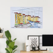 kubanisch Abstrakt | Saint-Tropez, Côte d'Azur Poster (Heimbüro)