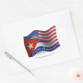 Kubanisch-Amerikanische Wave Flag Ovaler Aufkleber (Umschlag)