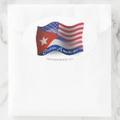Kubanisch-Amerikanische Wave Flag Ovaler Aufkleber (Tasche)