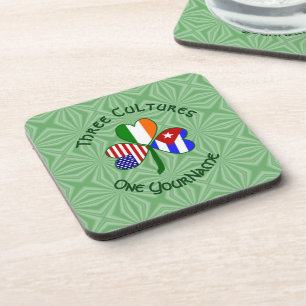 Kubanisch Irisch Amerikanische Flaggen Shamrock Ih Getränkeuntersetzer