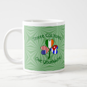 Kubanisch Irisch USA Flaggen Kleeblatt Personalisi Jumbo-Tasse