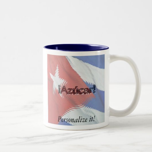Kubanische Flagge - Azucar! Personalisiere es! Zweifarbige Tasse (Rechts)