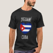 kubanische Flagge Herz Jiguani Stadt T-Shirt (Vorderseite)