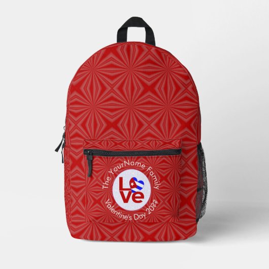 Kubanische Flagge Rote LIEBE Personalisiert Bedruckter Rucksack (Vorderseite)