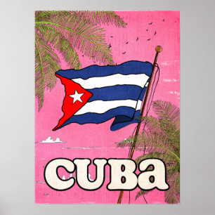 Kubanische Flagge Vintage-Reiseposter Poster