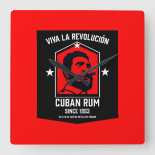Kubanische Libre Rum Drinkers Revolution Quadratische Wanduhr