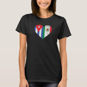 Kubanische Mexikanische Flagge Herz Liebe Kuba Mex T-Shirt
