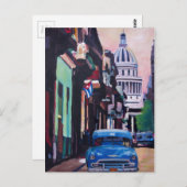 Kubanische Oldtimer Street Szene in Havanna Kuba Postkarte (Vorne/Hinten)
