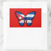Kubanische Schmetterlingsflagge auf Rot Rechteckiger Aufkleber (Tasche)