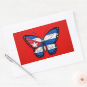 Kubanische Schmetterlingsflagge auf Rot Rechteckiger Aufkleber (Umschlag)
