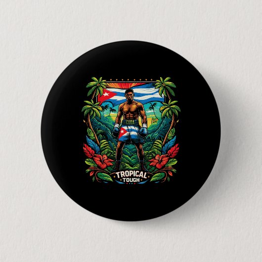 Kubanischer Boxing-Tropischer Teig Button (Vorderseite)