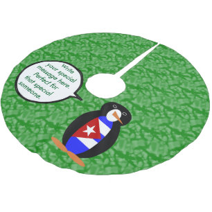 Kubanischer Flaggentag Frau Pinguin Sprechen Polyester Weihnachtsbaumdecke