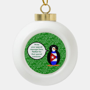 Kubanischer Flaggentag Fräulein Pinguin Sprechend Keramik Kugel-Ornament