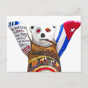 Kubanischer Teddybär mit Zigar, weißer Rücken(pst) Postkarte