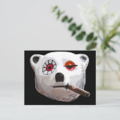 Kubanischer Teddybär mit Zigarre, schwarz Postkarte (Stehend Vorderseite)