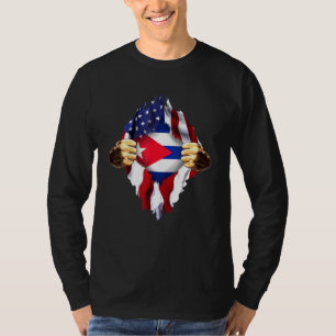 Kubanisches Blut in mir Kuba Amerikanische Flagge T-Shirt
