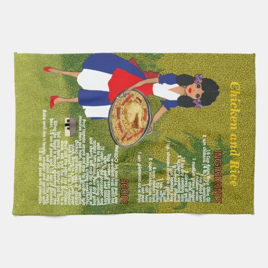 Kubanisches Küche-Rezept-Küchen-Tuch-Huhn u. Reis Handtuch (Horizontal)