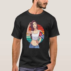 Kubanisches Mädchen Kuba-Flagge Hispanic Kubanisch T-Shirt