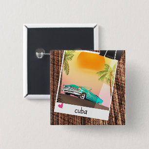Kubanisches Oldtimer Foto Reiseplakat. Button