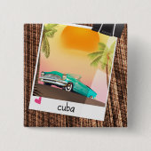 Kubanisches Oldtimer Foto Reiseplakat. Button (Vorderseite)