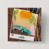 Kubanisches Oldtimer Foto Reiseplakat. Button (Vorderseite)