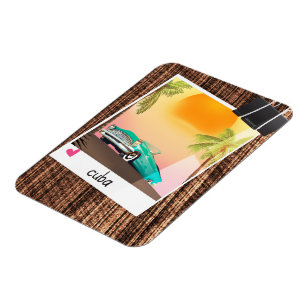 Kubanisches Oldtimer Foto Reiseplakat. Magnet