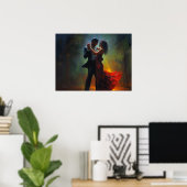 Kubanisches Paar Salsa tanzt nachts in Miami Poster (Heimbüro)