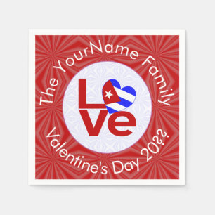 Kubanisches Rot LOVE Herz Flagge Personalisierter Serviette