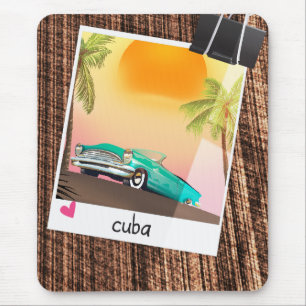 Kubanisches Vintage-Auto Foto Reiseposter. Mousepad