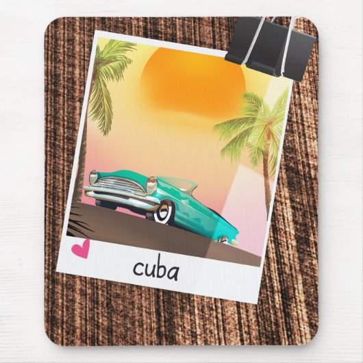 Kubanisches Vintage-Auto Foto Reiseposter. Mousepad (Vorne)