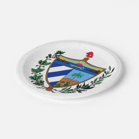 Kubanisches Wappenschild Pappteller (Schrägansicht)