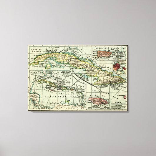 KubaPanorama KarteKuba Leinwanddruck (Vorderseite)