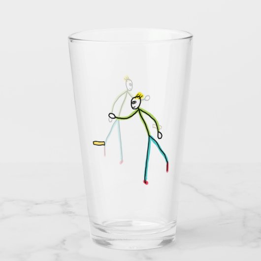 Kubb Playing Stickman Glas (Rückseite)