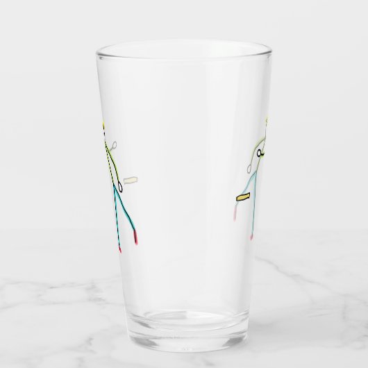 Kubb Playing Stickman Glas (Rechts)