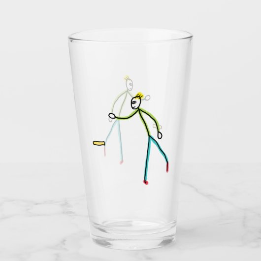 Kubb Playing Stickman Glas (Vorderseite)