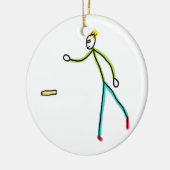 Kubb Playing Stickman Keramik Ornament (Links)