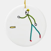 Kubb Playing Stickman Keramik Ornament (Hinten)