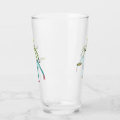 Kubb spielender Stickman Glas (Links)