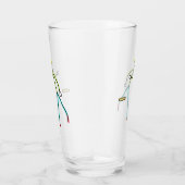 Kubb spielender Stickman Glas (Rechts)