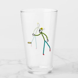 Kubb spielender Stickman Glas