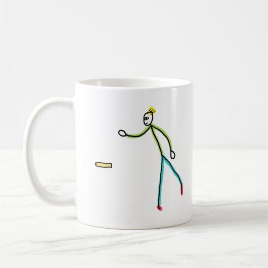 Kubb Spielender Stickman Kaffeetasse (Links)