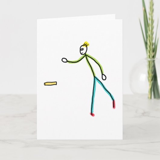 Kubb Spielender Stickman Karte (Vorderseite)