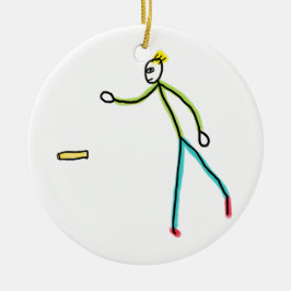 Kubb spielender Stickman Keramik Ornament