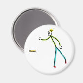 Kubb Spielender Stickman Magnet (Vorderseite/Rückseite)