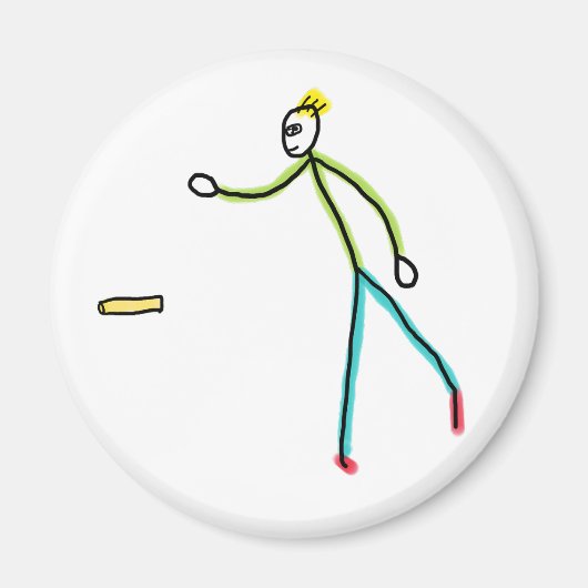 Kubb Spielender Stickman Magnet (Vorne)