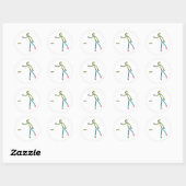 Kubb spielender Stickman Runder Aufkleber (Blatt)