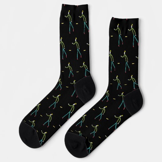Kubb Spielender Stickman Socken (Linkes Detail)