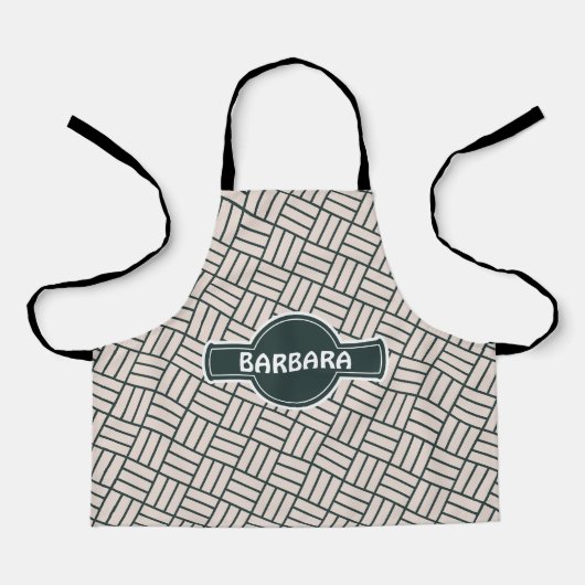 Kubes Beige Schwarz Minimalmuster Schürze (Vorderseite)