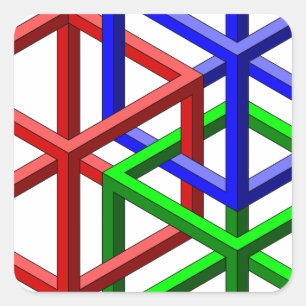 Kubes Impossible Geomettical Illusion Quadratischer Aufkleber